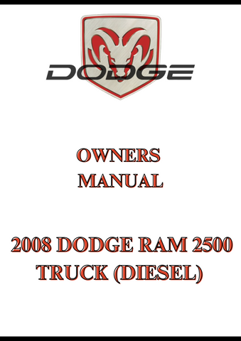 2008 DODGE RAM 2500 TRUCK (DIESEL) OWNERS MANUAL - PDF