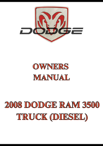 2008 DODGE RAM 3500 TRUCK (DIESEL) OWNERS MANUAL - PDF