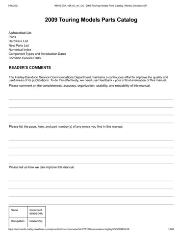 Unlock the full potential of your 2009 Harley-Davidson Sportster with the comprehensive Parts Catalog Manual (99451-09) in PDF format. This essential resource provides detailed diagrams, part numbers, and specifications, making it easy to identify and order the exact components you need for maintenance or upgrades. Whether you're a seasoned mechanic or a passionate DIY enthusiast, this manual ensures you have the right information at your fingertips to keep your ride in peak condition. Don't miss out on the