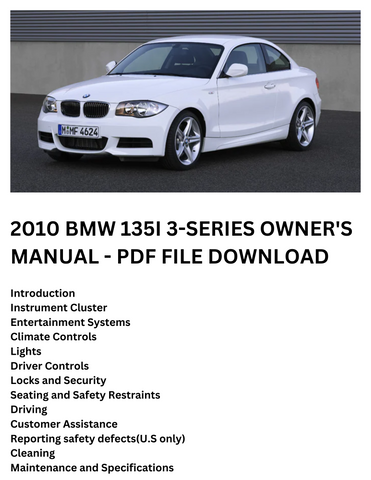 2010 BMW 135I 3-SERIES MANUAL