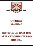 2010 DODGE RAM 2500 (6.7L CUMMINS TURBO DIESEL) OWNERS MANUAL - PDF
