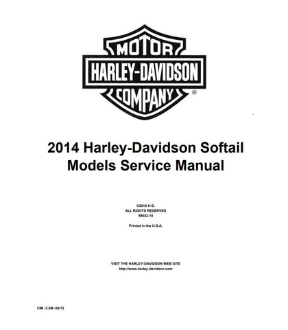 Unlock the full potential of your 2014 Harley-Davidson Softail series with the comprehensive Service Manual 99482-14, available in a convenient PDF format. This essential guide covers the Softail Deluxe, Softail Slim, Fat Boy, Heritage Softail Classic, and Breakout models, providing detailed instructions for maintenance and repair. With clear diagrams and step-by-step procedures, you'll gain the confidence to tackle any service task, ensuring your bike runs smoothly and efficiently. Invest in this