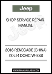 DISCOVER THE ULTIMATE RESOURCE FOR MAINTAINING YOUR 2016 JEEP RENEGADE WITH OUR COMPREHENSIVE SHOP SERVICE REPAIR MANUAL. DESIGNED SPECIFICALLY FOR THE CHINA MODEL, THIS MANUAL PROVIDES DETAILED INSTRUCTIONS AND INSIGHTS INTO THE 2.0L I4 DOHC W-ESS ENGINE, ENSURING YOU HAVE ALL THE INFORMATION NEEDED FOR EFFECTIVE REPAIRS AND MAINTENANCE.