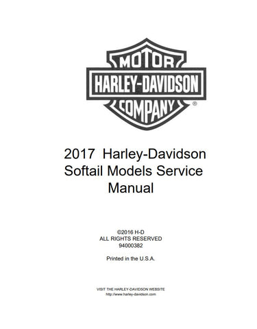 Unlock the full potential of your 2017 Harley-Davidson Softail with the comprehensive Service Manual (94000382) in PDF format. This essential guide covers the Fat Boy, Slim, Softail Deluxe, Breakout, and Heritage Classic models, providing you with detailed maintenance procedures, troubleshooting tips, and specifications to keep your bike running smoothly. Whether you're a seasoned mechanic or a DIY enthusiast, this manual is your go-to resource for ensuring your Harley remains in peak condition. Download no