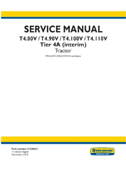 NEW HOLLAND T4.80V, T4.90V, T4.100V, T4.110V INTERIM TIER 4A TRACTOR SERVICE MANUAL - PDF