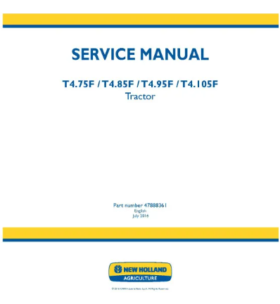 NEW HOLLAND T4.105F, T4.75F, T4.85F AND T4.95F TRACTOR SERVICE MANUAL - PDF