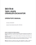 Kobelco Crawler Excavator SK170-8 Tier 3 ROPS Operator Manual