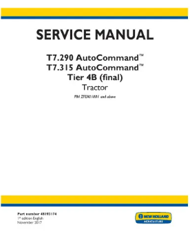 NEW HOLLAND AUTOCOMMAND SIDEWINDER II T7.290 AND T7.315 TIER 4B FINAL TRACTOR SERVICE MANUAL - PDF