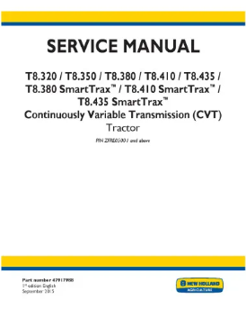 NEW HOLLAND T8.320, T8.350, T8.380, T8.410, T8.435, T8.380, T8.410 AND T8.435 TRACTOR SERVICE MANUAL - PDF