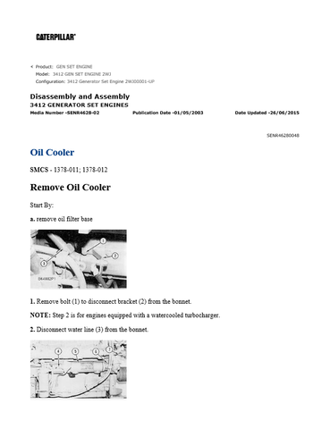 CATERPILLAR 3412 GENERATOR SET ENGINE SERVICE REPAIR MANUAL 2WJ