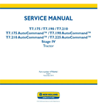 NEW HOLLAND T7.175, T7.190, T7.210, T7.175, T7.190, T7.210 AND T7.225 STAGE IV TRACTOR SERVICE MANUAL - PDF