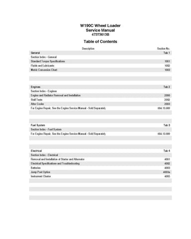 NEW HOLLAND W190C WHEELED LOADER SERVICE MANUAL - PDF FILE