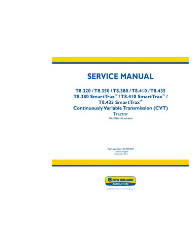 NEW HOLLAND T8.320, T8.350, T8.380, T8.410, T8.435, T8.380, T8.410 AND T8.435 TIER 2 TRACTOR SERVICE MANUAL - PDF