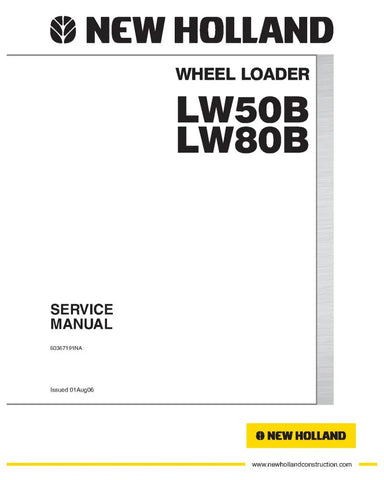 NEW HOLLAND LW50B AND LW80B WHEELED LOADER SERVICE MANUAL - PDF FILE
