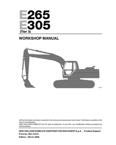 NEW HOLLAND E265 AND E305 TIER 3 CRAWLER EXCAVATOR WORKSHOP MANUAL - PDF