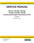 NEW HOLLAND T8.275, T8.300, T8.330, T8.360, T8.390 AND T8.420 TRACTOR TRANSMISSION SERVICE MANUAL - PDF