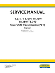 NEW HOLLAND T8.275, T8.300, T8.330, T8.360 AND T8.390 TRACTOR SERVICE MANUAL - PDF