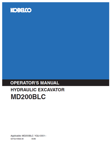 KOBELCO HYDRAULIC EXCAVATOR MD200BLC OPERATOR MANUAL