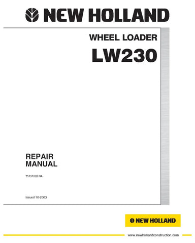 NEW HOLLAND LW230 WHEELED LOADER SERVICE MANUAL - PDF FILE