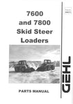 7600 & 7800 - GEHL Skid Steer Loader Parts Catalog Manual 908273 PDF Download