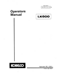 KOBELCO WHEEL LOADER LK600 (II) OPERATOR MANUAL