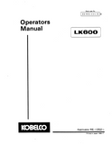 KOBELCO WHEEL LOADER LK600 (II) OPERATOR MANUAL