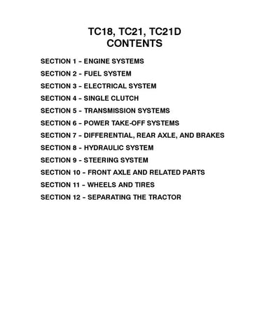 NEW HOLLAND TC18, TC21 AND TC21D COMPACT TRACTOR SERVICE MANUAL - PDF FILE