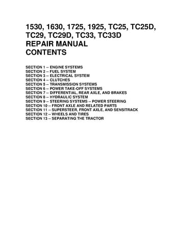 NEW HOLLAND 1530, 1630, 1725, 1925, TC25, TC25D, TC29, TC29D, TC33 AND TC33D TRACTOR SERVICE MANUAL - PDF FILE
