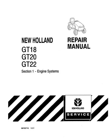 NEW HOLLAND GT18, GT20 AND GT22 GARDEN TRACTOR REPAIR MANUAL - PDF FILE