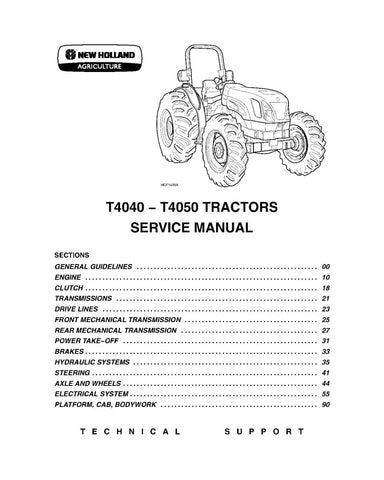 NEW HOLLAND T4040 AND T4050 TRACTOR REPAIR MANUAL - PDF FILE