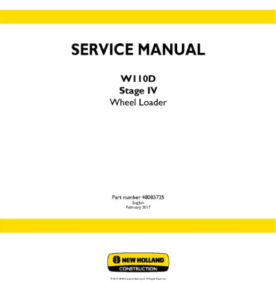 NEW HOLLAND W110D STAGE IV WHEELED LOADER SERVICE MANUAL - PDF FILE