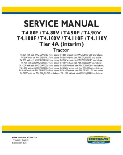 NEW HOLLAND T4.80F, T4.80V, T4.90F, T4.90V, T4.100F, T4.100V, T4.110F, T4.110V INTERIM TIER 4A TRACTOR SERVICE MANUAL - PDF