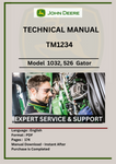 TECHNICAL MANUAL - JOHN DEERE 1032, 526, 726, 732, 826 AND 832 WALK-BEHIND SNOWBLOWER TM1234