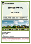 SERVICE MANUAL- JOHN DEERE 725D, 730D, 735D AND 740D DRAPER PLATFORMS TM148919