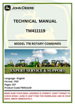 TECHNICAL MANUAL- JOHN DEERE 778 ROTARY HARVESTING UNIT COMBINES TM411119