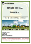 SERVICE MANUAL- JOHN DEERE R4040I DEMOUNTABLE SELF-PROPELLED CROP SPRAYER COMBINES TM407519