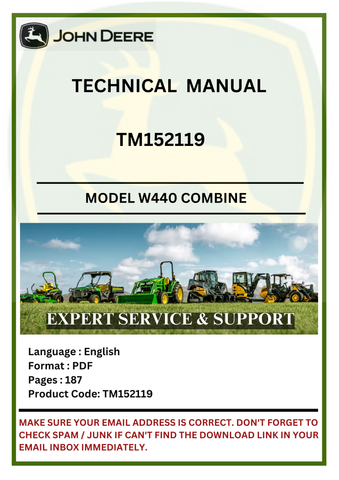 TECHNICAL MANUAL- JOHN DEERE W440 COMBINE  TM152119