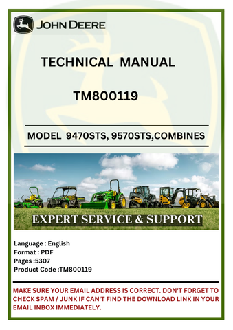 DIAGNOSTIC  MANUAL- JOHN DEERE  9670STS, 9770STS  S.AMERICA COMBINES TM800119