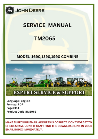 SERVICE MANUAL- JOHN DEERE 1690,1890,1990 CENTRAL COMMODITY SYSTEM SEED METERING FOR AIR SEEDERS COMBINES TM2065