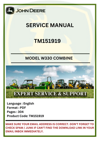 SERVICE MANUAL- JOHN DEERE W330 COMBINE TM151919