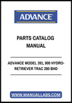 ADVANCE MODEL 391, 900 HYDRO-RETRIEVER TRAC 280 BHD PARTS CATALOG MANUAL - PDF FILE