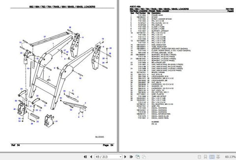 AGCO ALLIS LOADERS 682, 684, 782, 784, 784SL, 884, 884SL, 984SL SPARE PARTS CATALOGUE MANUAL 79017693 - PDF FILE