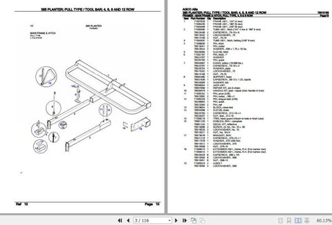 Enhance your farming efficiency with the AGCO Allis Planter 385 Pull Type Tool Bar Spare Parts Catalogue Manual (79010158). This comprehensive PDF file provides detailed diagrams