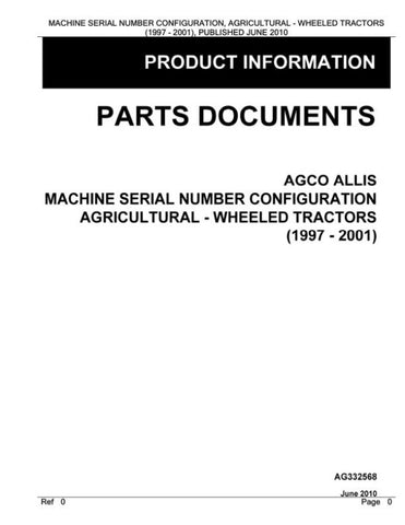 Discover the essential AGCO Allis Tractors Spare Parts Catalogue Manual (AG332568) for models from 1997 to 2001, now available in a convenient PDF format. This comprehensive guide provides detailed diagrams and part numbers, ensuring