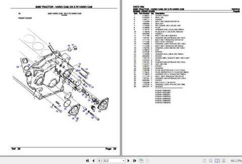 Unlock the full potential of your AGCO Allis Tractor 6265 Vario Cab DX with the comprehensive Spare Parts Catalogue Manual (79007816) in PDF format. This essential resource
