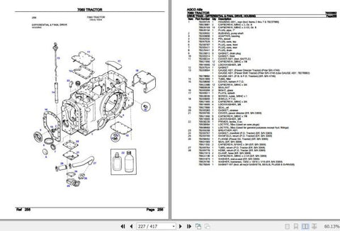 Enhance the longevity and performance of your AGCO Allis Tractor 7060 with our comprehensive Spare Parts Catalogue Manual (79003882) in PDF format. This essential resource provides detailed diagrams and part numbers, making it easy to identify and order the 