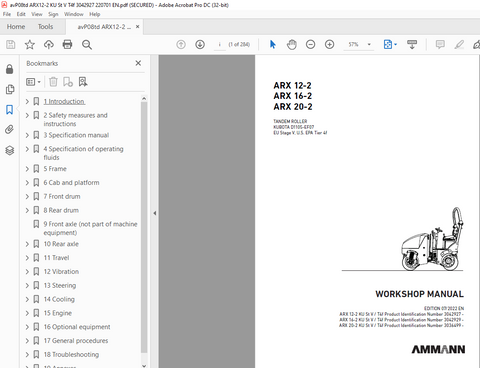 Unlock the full potential of your AMMANN ARX 12-2, ARX 16-2, and ARX 20-2 tandem rollers with our comprehensive workshop manual in PDF format. This essential guide provides detailed insights into maintenance, troubleshooting, and operational procedures, ensuring your equipment runs smoothly and efficiently.