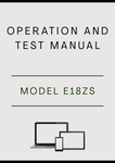 MODEL E18ZS COMPACT EXCAVATOR OPERATION AND TEST MANUAL - PDF