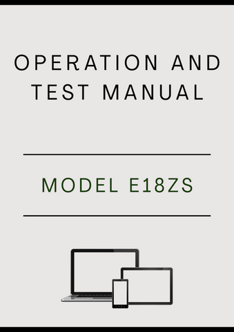 MODEL E18ZS COMPACT EXCAVATOR OPERATION AND TEST MANUAL - PDF