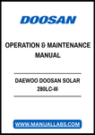 DAEWOO DOOSAN SOLAR 280LC-III OPERATION & MAINTENANCE MANUAL - PDF FILE
